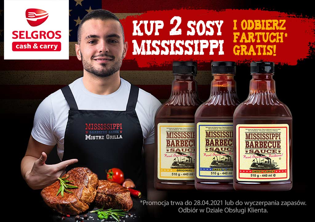 Kup dwa sosy Mississippi i odbierz fartuch