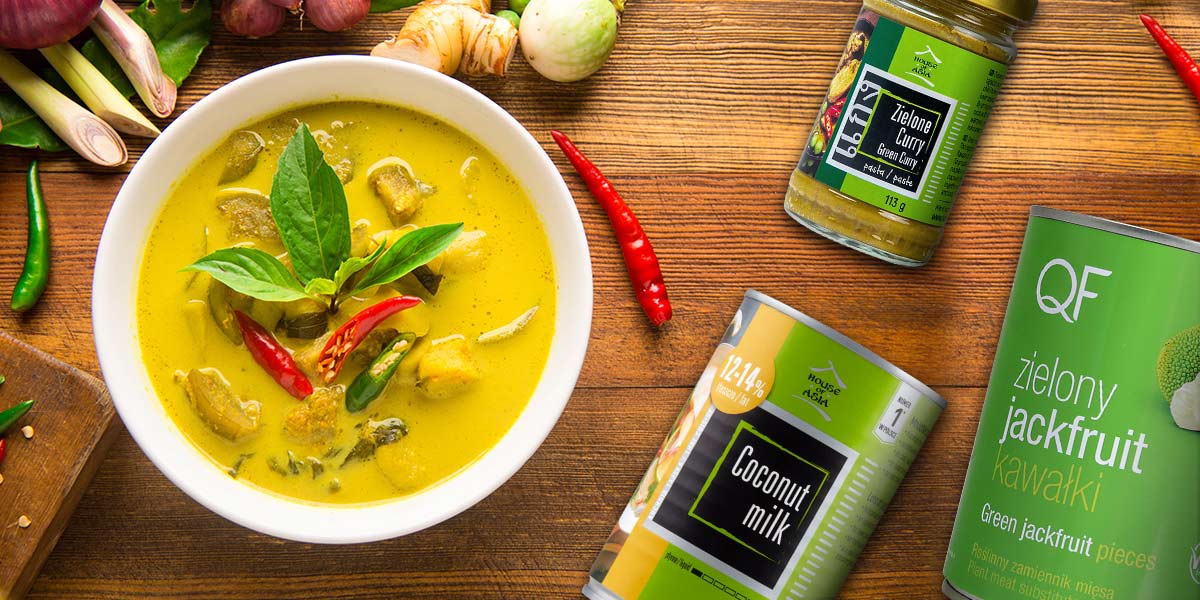 Wegetarianskie zielone curry z jackfruitem