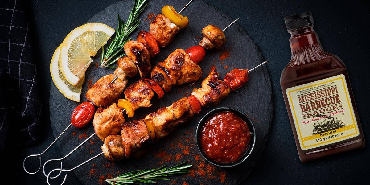 Szaszłyki z piersi kurczaka w sosie BBQ Mississippi