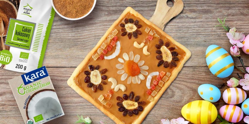 Wegański mazurek kajmakowy z kremem kokosowym i dżemem Darbo