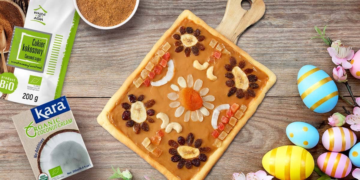 Wegański mazurek kajmakowy z kremem kokosowym i dżemem Darbo