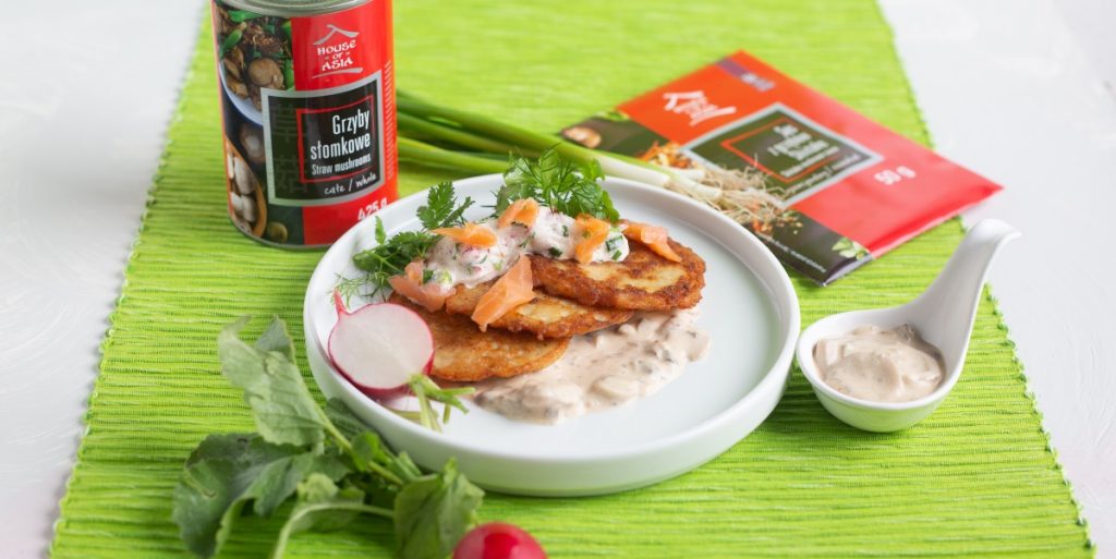 Placki ziemniaczane z sosem grzybowym House of Asia