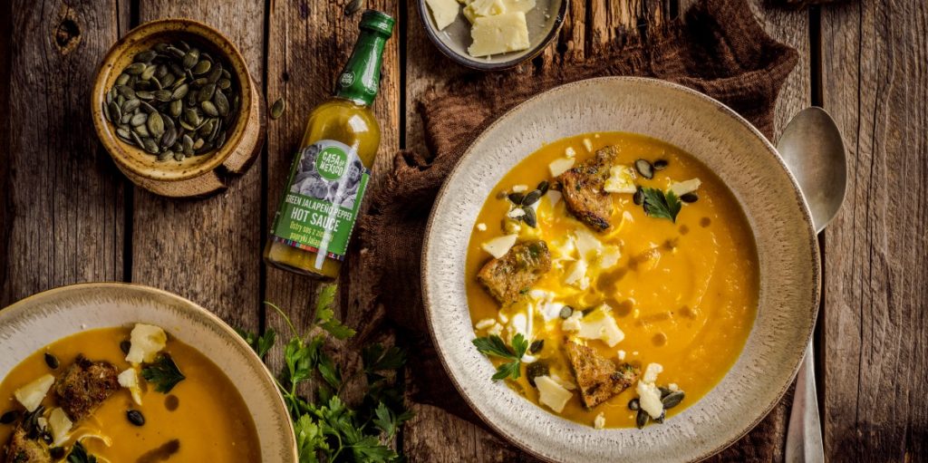 Zupa dyniowa z sosem z zielonej papryczki jalapeno Casa de Mexico Mientablog
