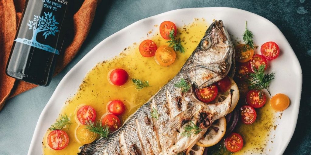 Pieczona ryba w sosie Ladolemono Gaea