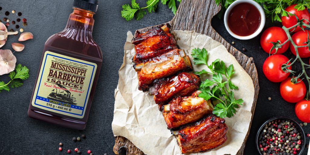 Pieczone żeberka w sosie słodko łagodnym BBQ