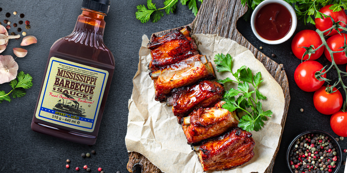 Pieczone żeberka w sosie słodko łagodnym BBQ