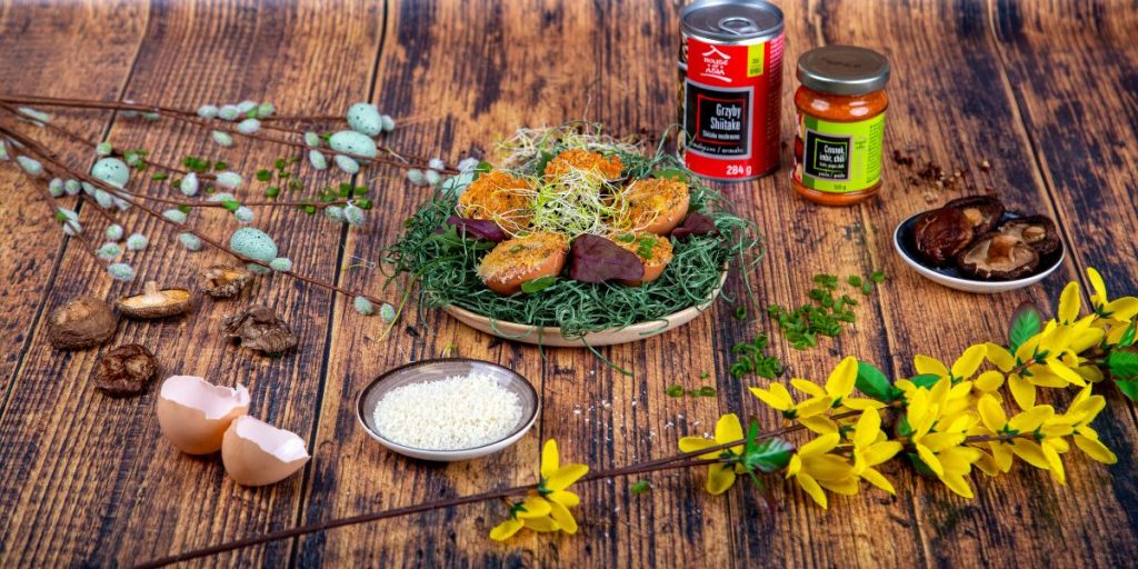 Jajka faszerowane grzybami shiitake w panierce panko De Care