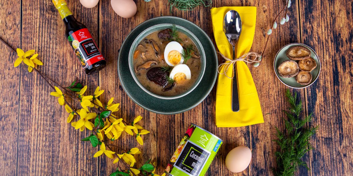 Żurek z grzybami shiitake i mleczkiem kokosowym De Care