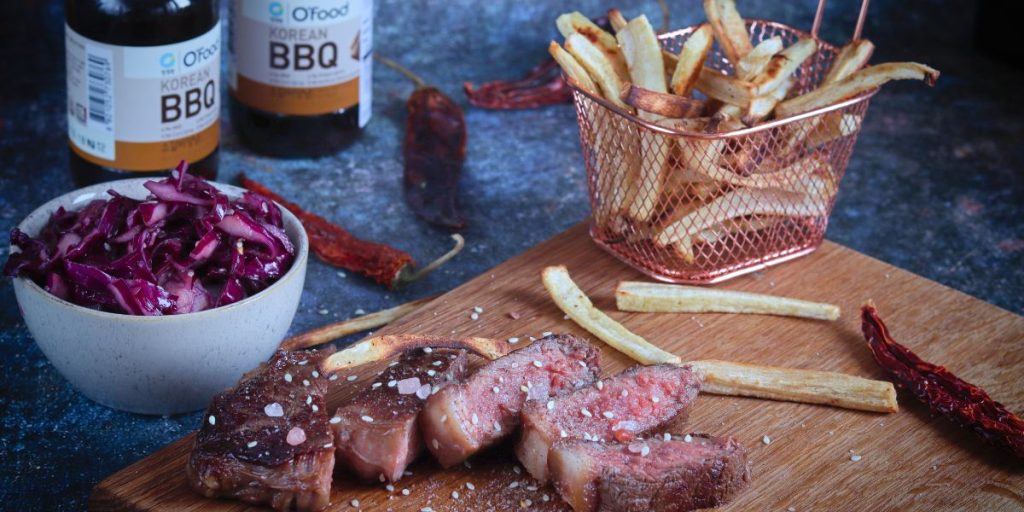 Grillowany stek w glazurze bulgogi O'Food Kuchnia Bułki De Care