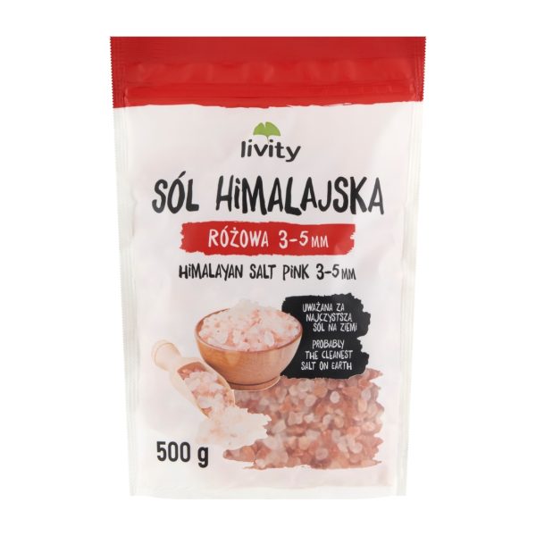Sól himalajska różowa 3-5 mm 500g Livity Livity