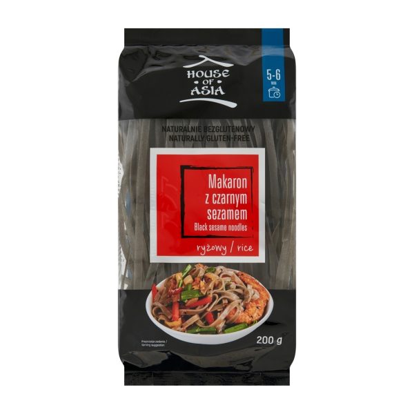 Bezglutenowy makaron ryżowy z czarnym sezamem 5mm 200g House of Asia House of Asia