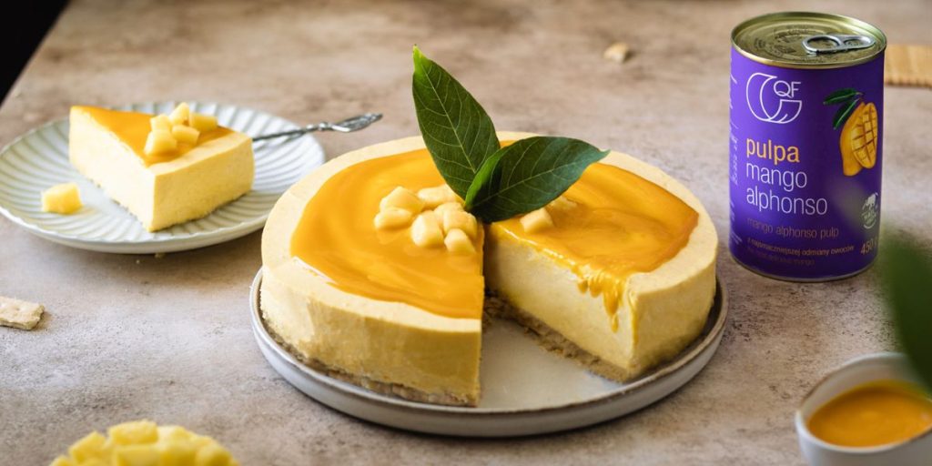 Sernik z pulpą mango bez pieczenia waffle.plantation Quality Food