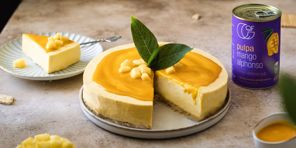 Sernik z pulpą mango bez pieczenia waffle.plantation Quality Food